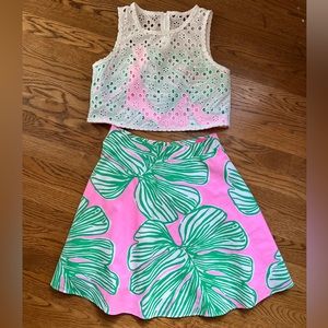 Lily Pulitzer size 14 Girls crop eyelet top & skirt